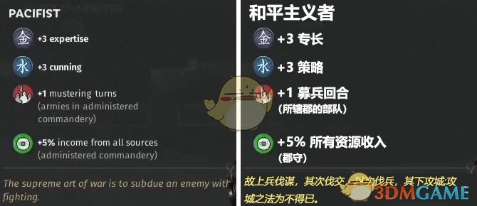 《全面战争：三国》和平主义者特性效果一览