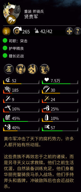 《全面战争：三国》黄巾贵族盾属性介绍