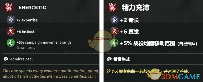 《全面战争：三国》精力充沛特性效果一览