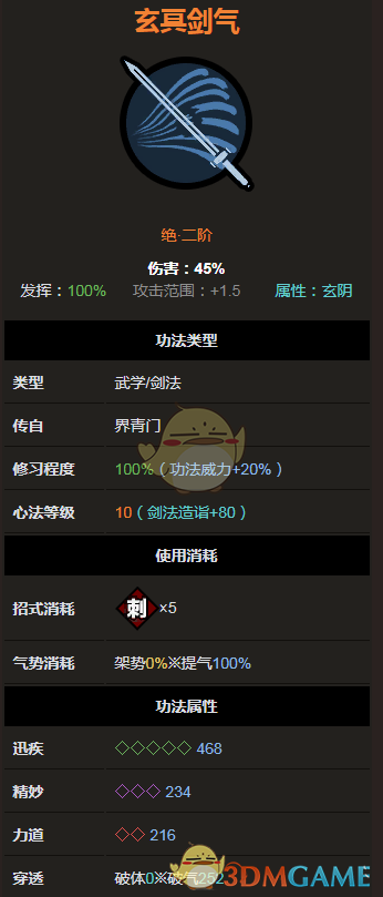 《太吾绘卷》剑法绝二品之玄冥剑气