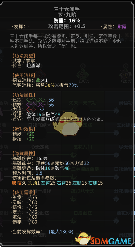 《太吾绘卷》峨眉派拳掌功法一览