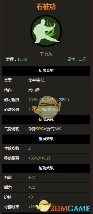 《太吾绘卷》元山派身法功法石桩功介绍