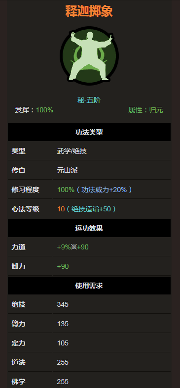 《太吾绘卷》元山派绝技功法-释迦掷象