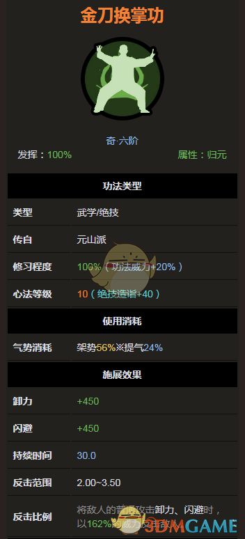 《太吾绘卷》元山派绝技功法-金刀换掌功