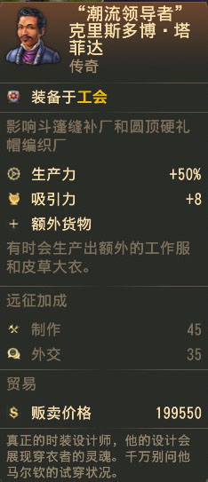 《纪元1800》传奇人物潮流领导者属性一览