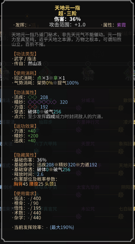 《太吾绘卷》然山派指法指法一览