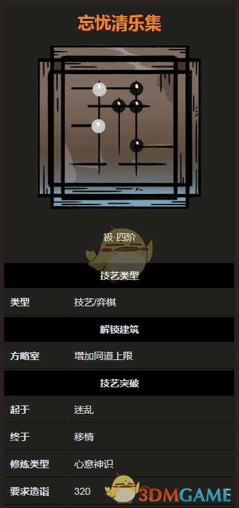 《太吾绘卷》弈棋技艺之忘忧清乐集