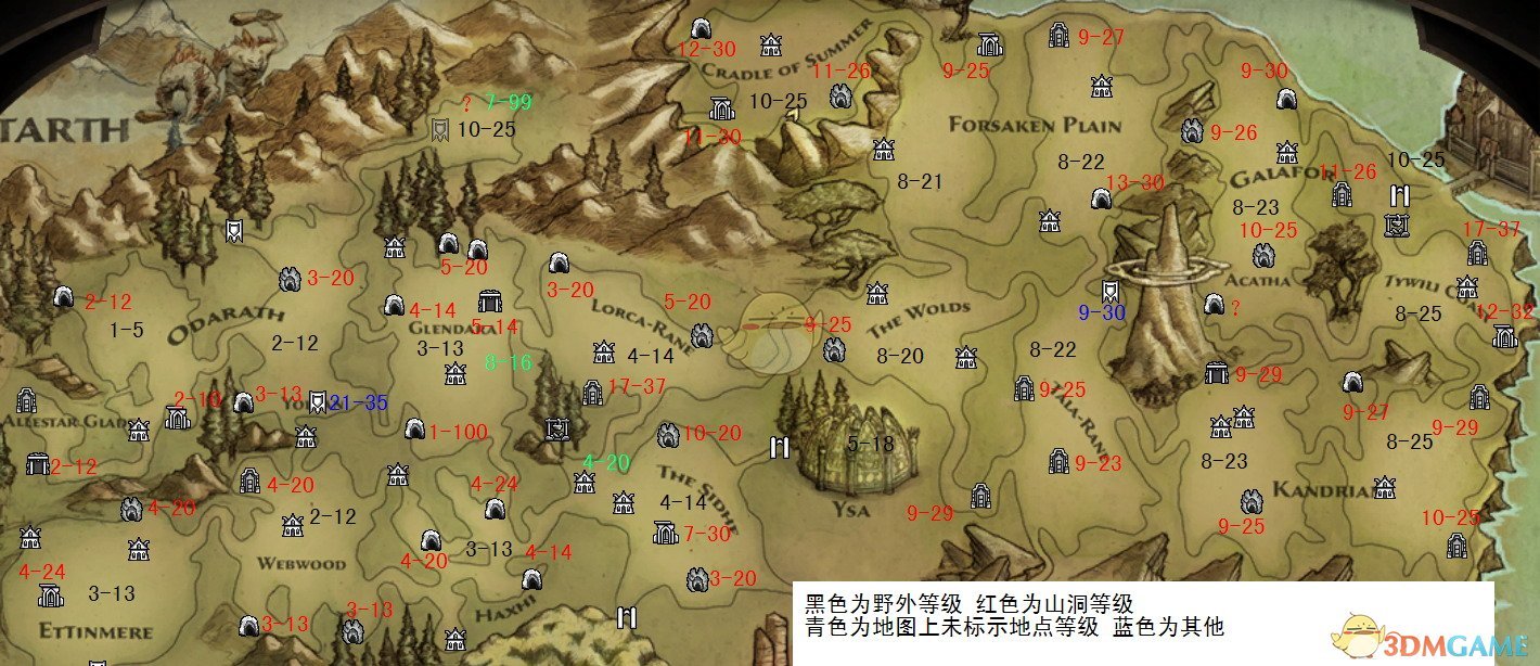 《阿玛拉王国：惩罚》全地图怪物等级一览