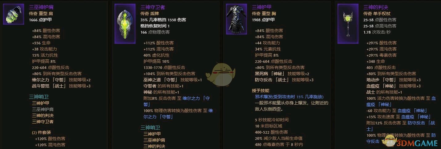 《恐怖黎明》三神哨卫套装属性一览
