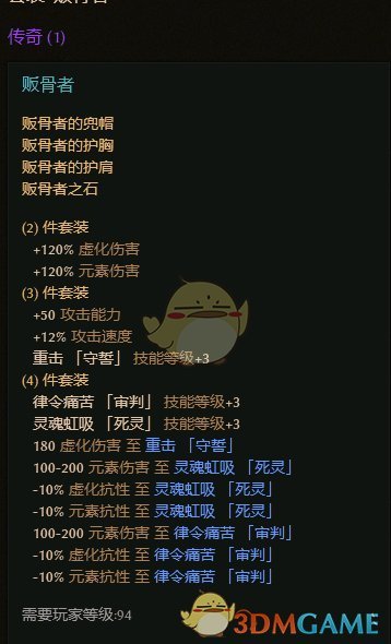 《恐怖黎明》贩骨者套装属性一览