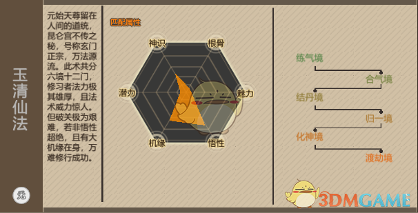《了不起的修仙模拟器》功法玉清仙法属性一览