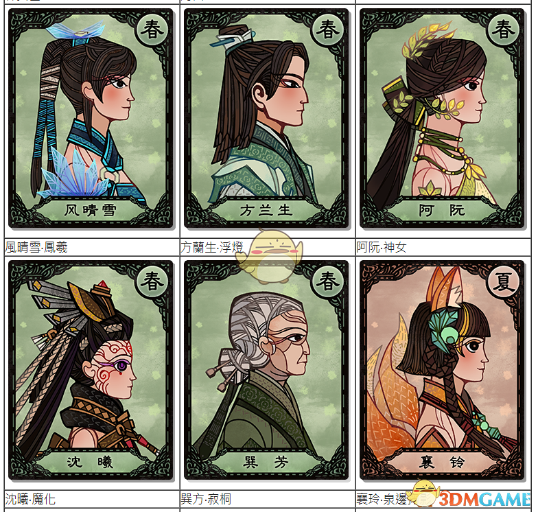 《古剑奇谭3》全千秋戏卡牌一览