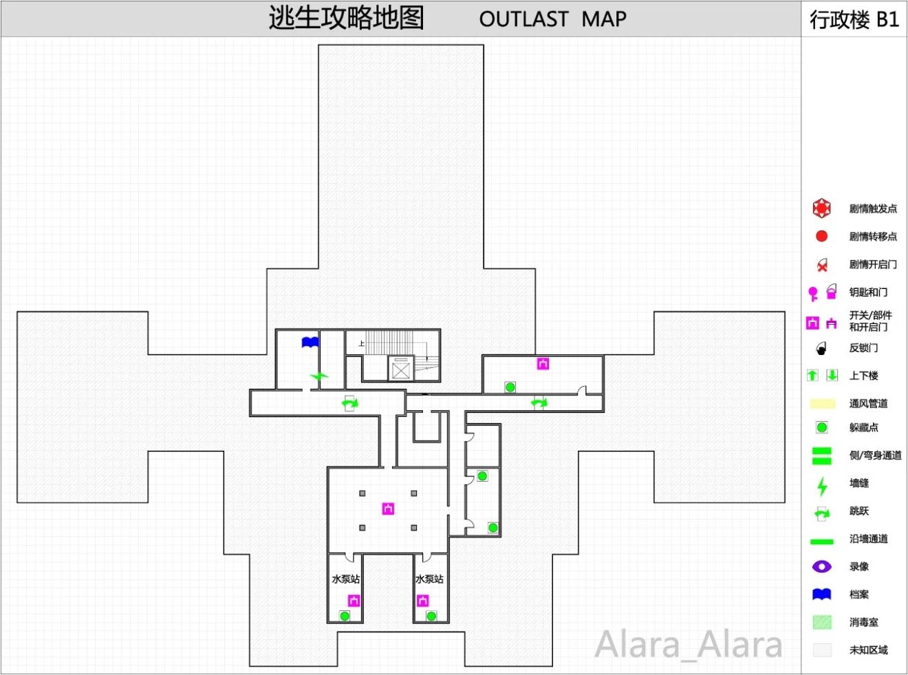 《逃生（outlast）》游戏完整地图