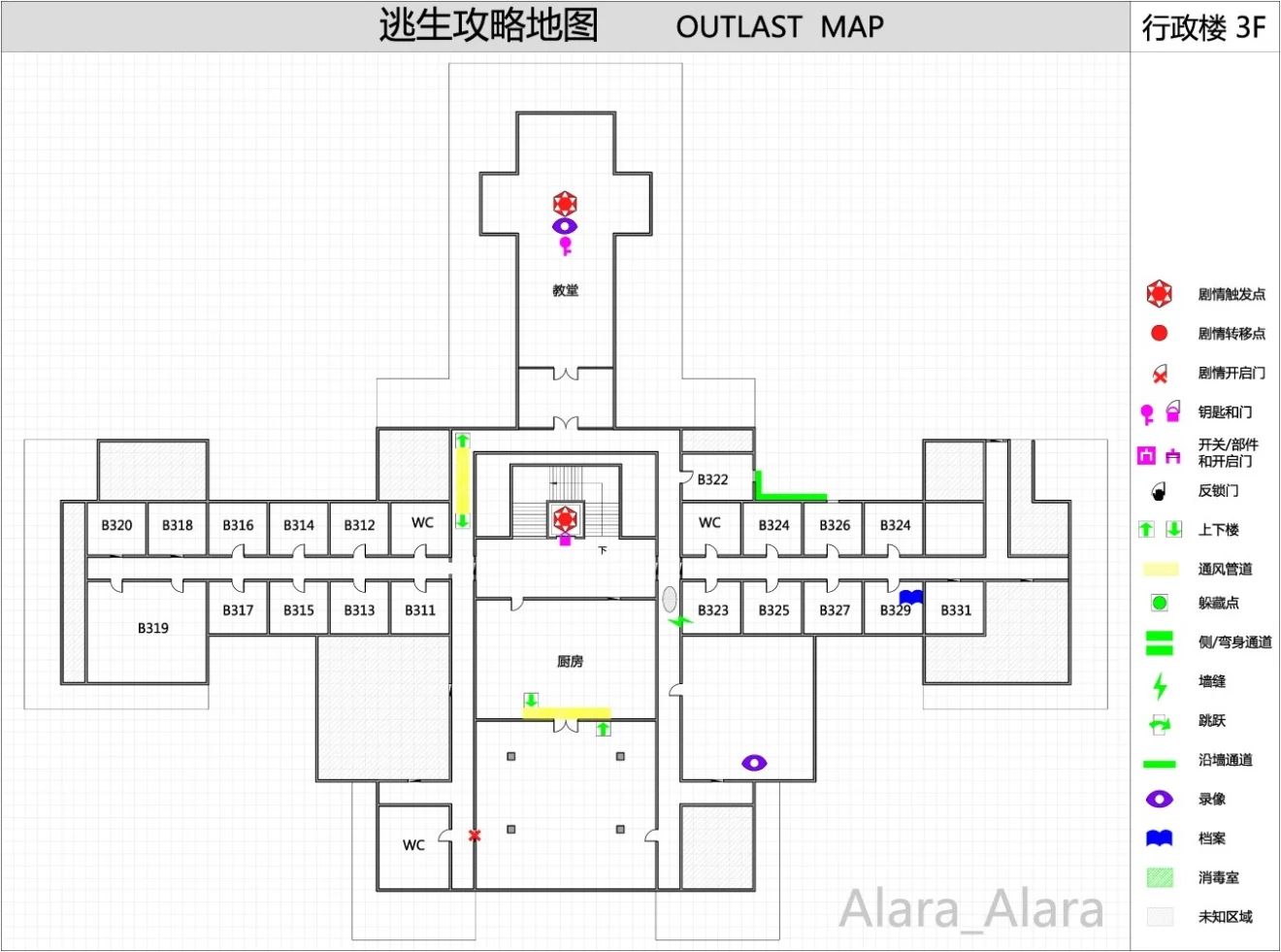 《逃生（outlast）》游戏完整地图