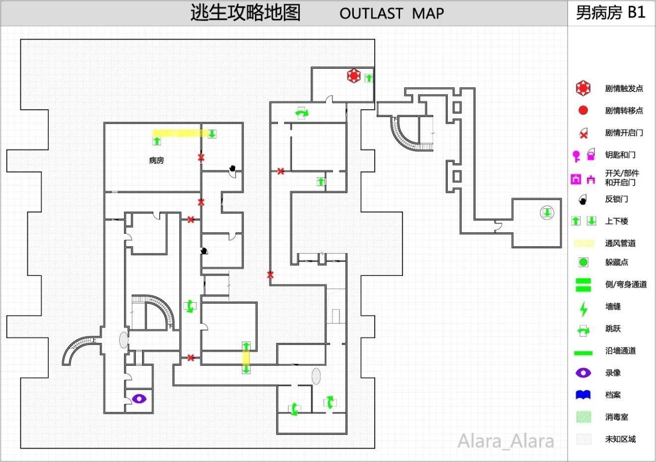 《逃生（outlast）》游戏完整地图