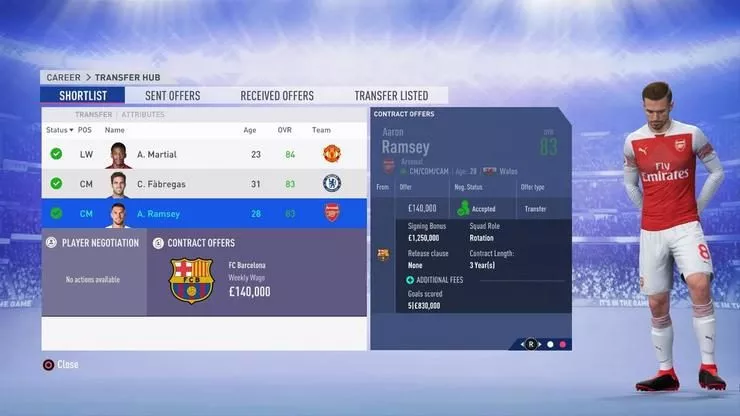 《FIFA 19》经理模式推荐球员一览