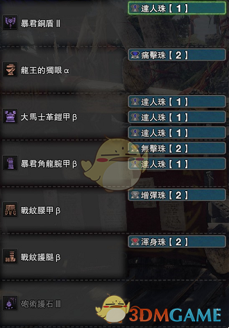 《怪物猎人：世界》PC盾斧剑模式配装一览