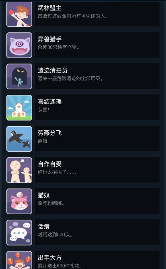 《波西亚时光》全成就列表与达成方式一览