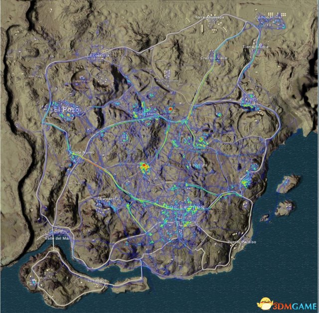 绝地求生各地图热力图分布贼子