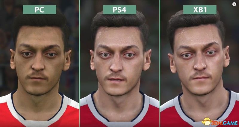 《实况足球2017》PC版PS4版XBOX版画面对比测试图