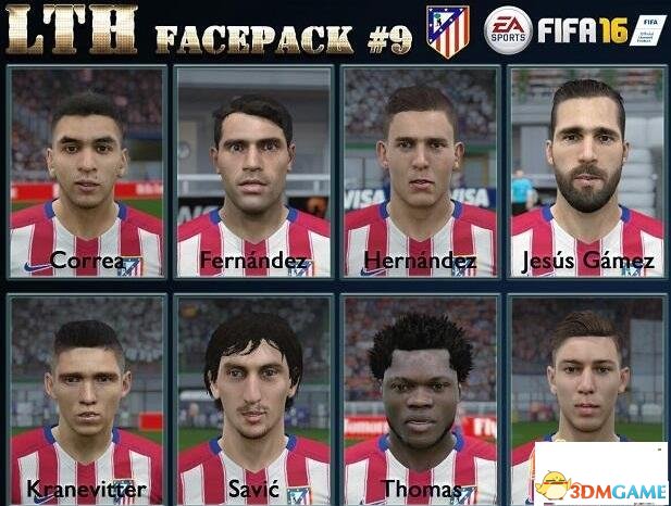 FIFA16马竞8名球员脸型