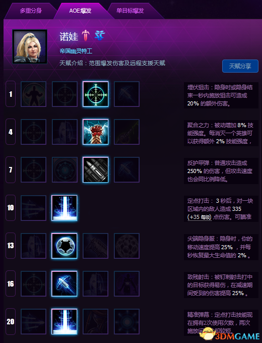 风暴英雄诺娃天赋加点
