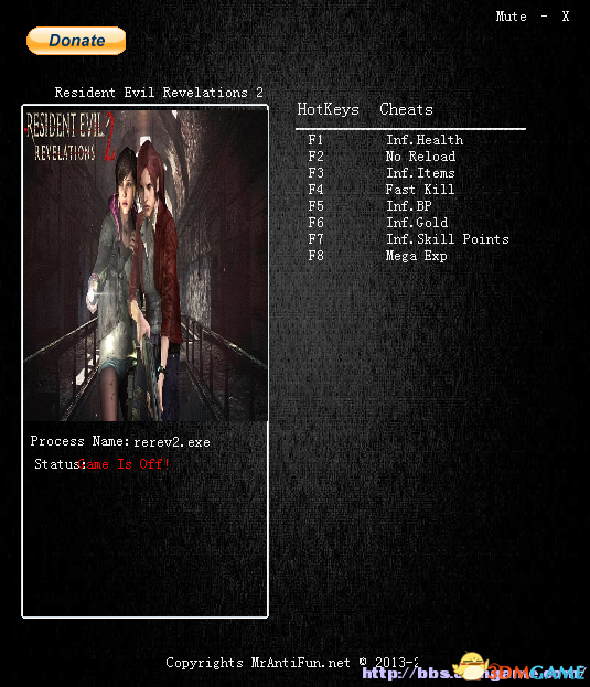生化危机:启示录2 无限生命金钱技能秘籍 修改器