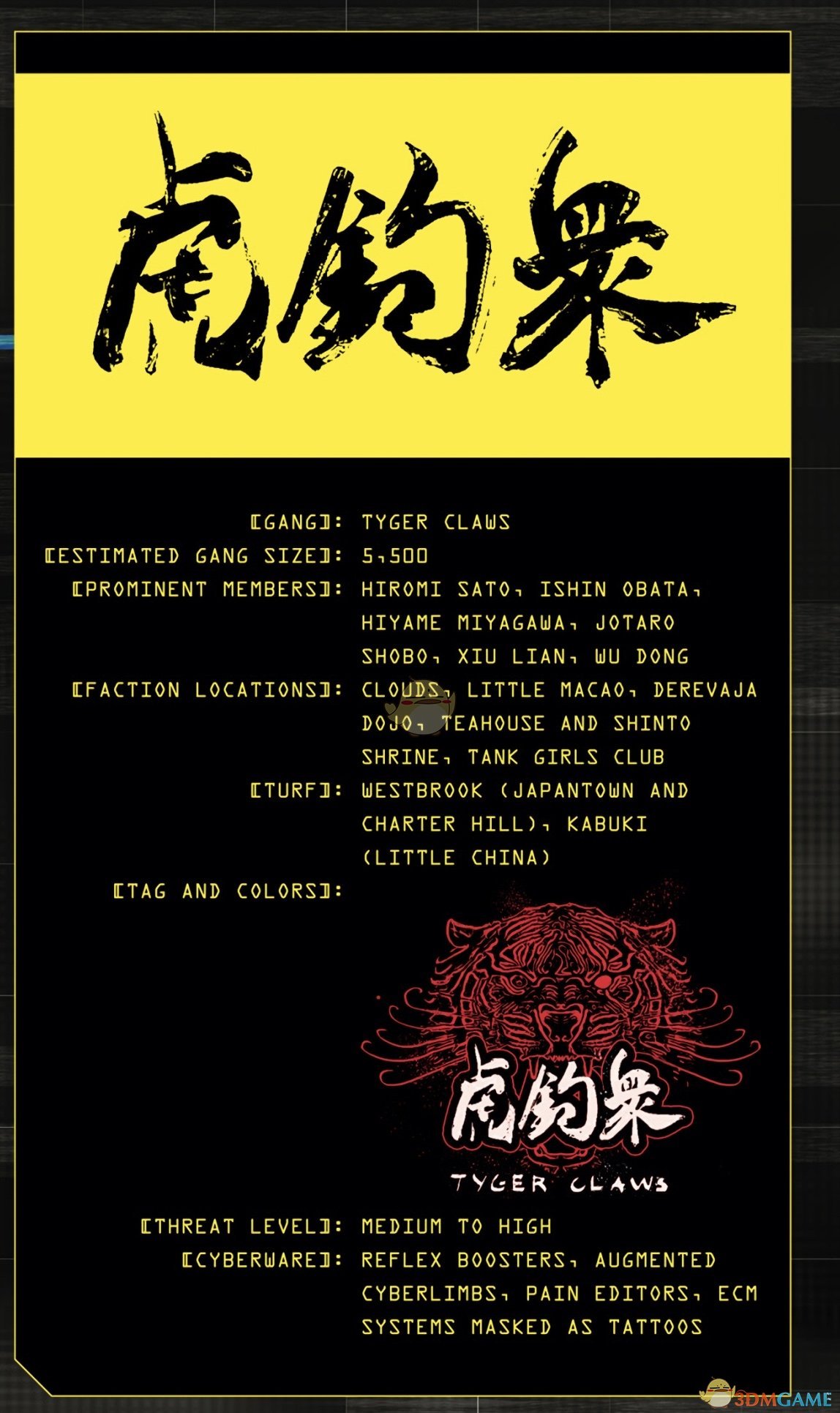 《赛博朋克2077》虎爪帮背景介绍