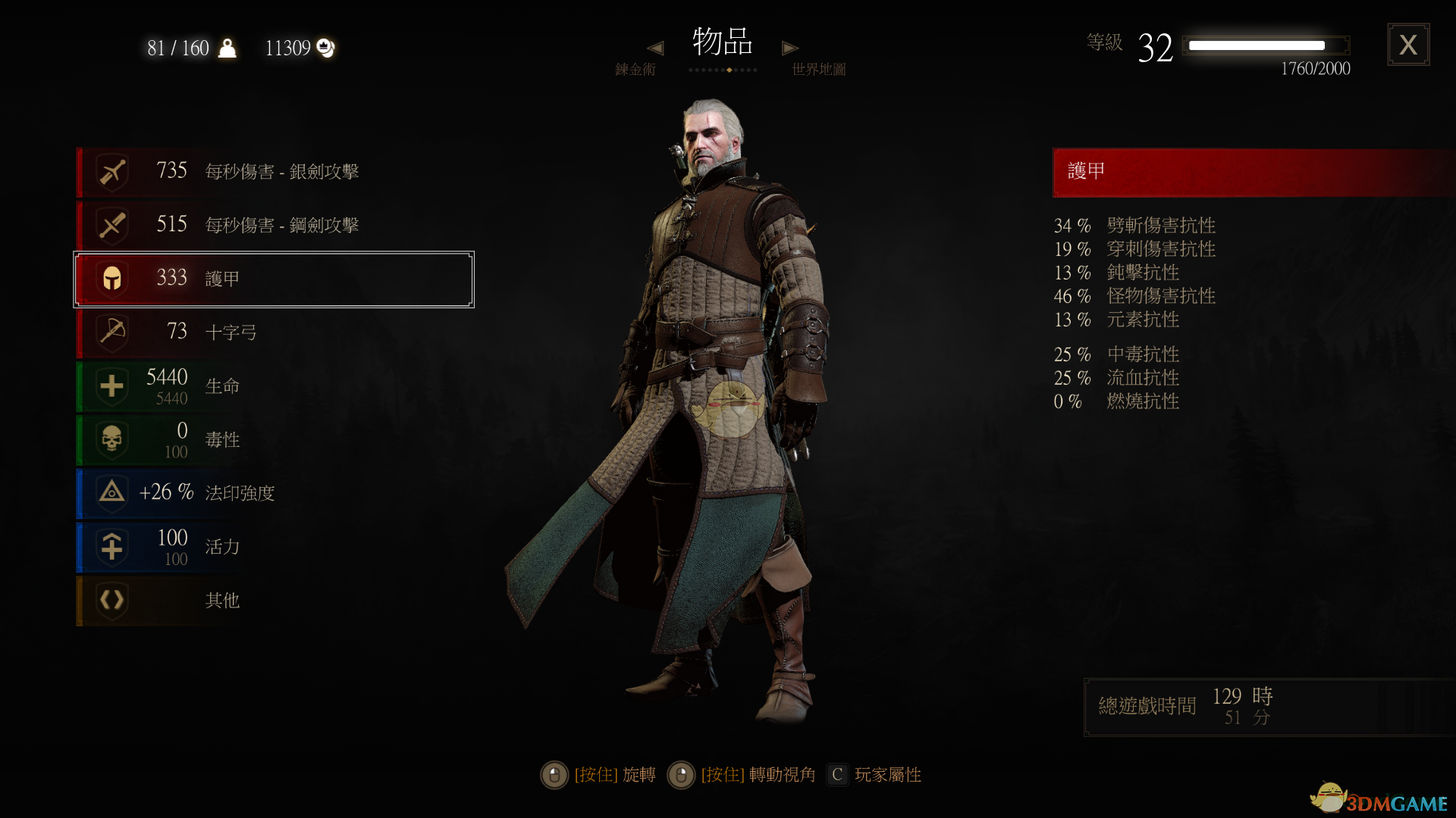 《巫师3：狂猎》中级熊套装属性一览
