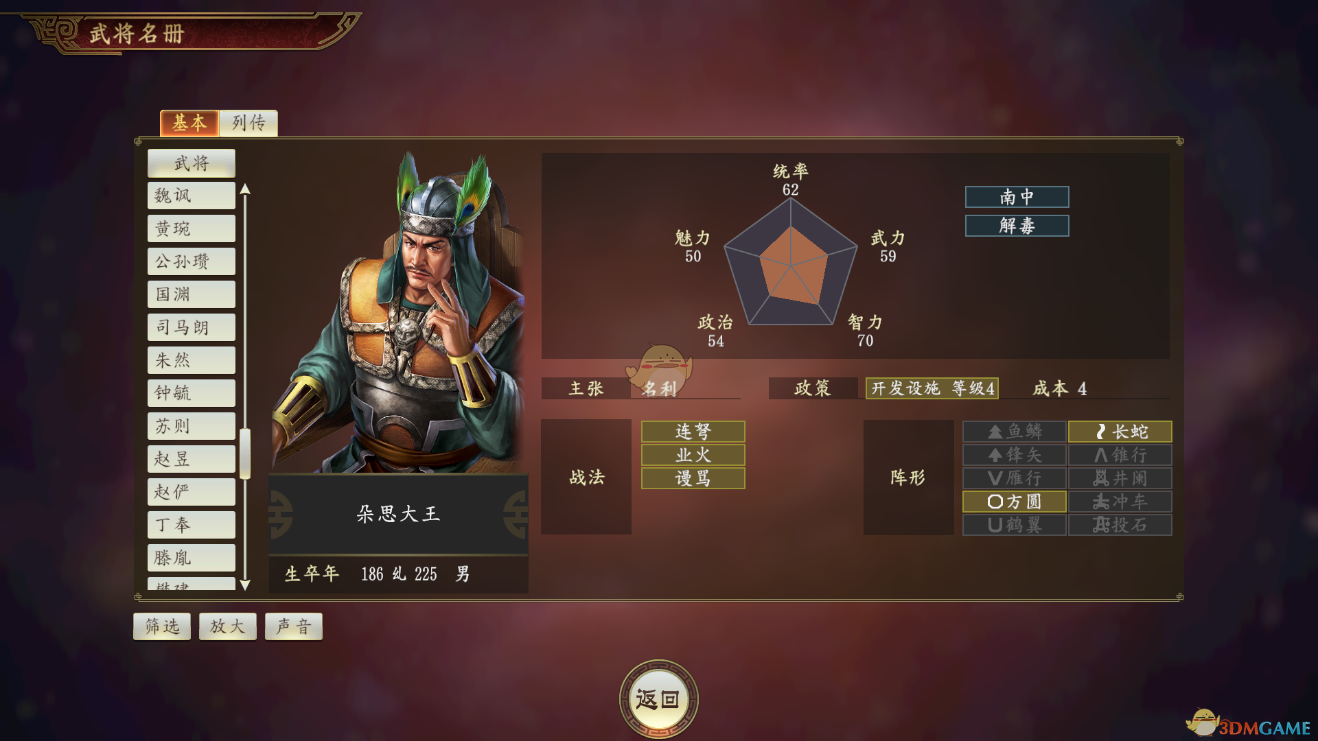 《三国志14》朵思大王武将点评